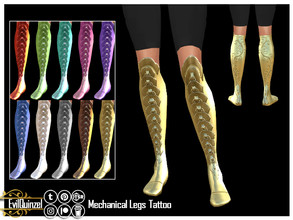 Sims 4 — Mechanical Legs Tattoo by EvilQuinzel — Mechanical legs available in 2 versions; one with a shiny effect and one
