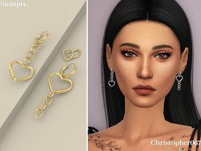 Sims 4 — Siempre Earrings by christopher0672 — This is a fun edgy pair of mismatched heart pendant chain link earrings. 8