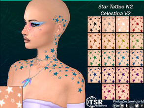 Sims 4 — Star Tattoo N2 - Celestina V2 (Set) by PinkyCustomWorld — Simple star outline tattoo for shoulders, neck and