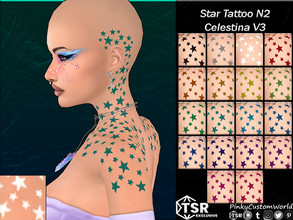 Sims 4 — Star Tattoo N2 - Celestina V3 (Set) by PinkyCustomWorld — Simple star tattoo for neck, shoulders and behind ear.