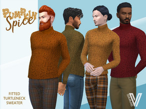 Sims 4 — Pumpkin Spice Fitted Turtleneck Sweater by SimmieV — A classic look for the fall. This knitted and fitted