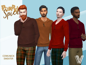 Sims 4 — Pumpkin Spice Cowlneck Sweater by SimmieV — Everyone needs a basic go-to sweater in the fall and this cowlneck