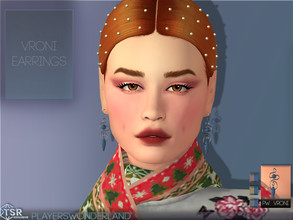 Sims 4 — Vroni Earrings by PlayersWonderland — A set of curled earrings with 2 pearls on it. Specs - 3 Swatches - Custom