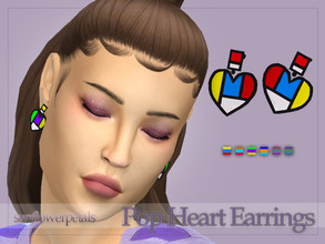 Sims 4 — Pop Heart Earrings by SunflowerPetalsCC — A pair of heart shaped earrings in a pop art style. Comes in 6 colors.