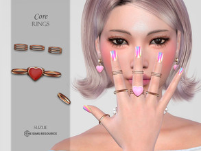 Sims 4 — Core Rings (Right Side) by Suzue — -New Mesh (Suzue) -8 Swatches -For Female -HQ Compatible 