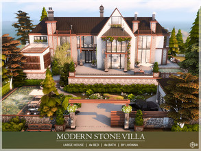 Sims 4 — Modern Stone Villa /No CC/ by Lhonna — Large, welcoming modern home with private spa area, hot tubs, pool, and