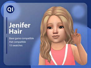 Sims 4 — Jenifer Hair by qicc — A long wavy hairstyle. - Maxis Match - Base game compatible - Hat compatible - Toddler -