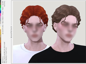 Sims 4 — More or less hair by magpiesan — Curly hair in 24 colors for male Non HQ. Created by BED of Team Magpiesan