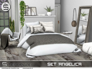 Sims 4 — Set Angelica by Simenapule — Set Angelica includes: - Bed Frame - Bed Blanket - Floor Mirror - Hanging Chair -