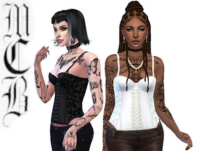 Sims 4 — Lace Corset Top by MaruChanBe2 — Beautiful corset top with lace <3 Two variations.