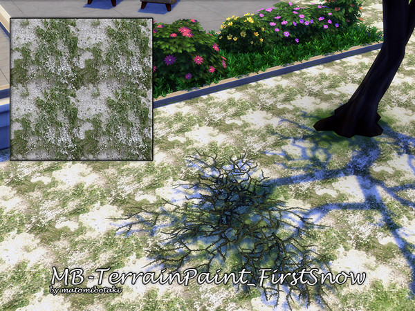 Sims 4 — Terrain Paint - First Snow by matomibotaki — The first snow on meadow ground and stone, comes with custom