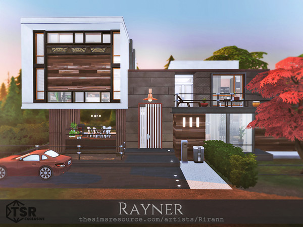 Sims 4 — Rayner - No CC by Rirann — Rayner is a cozy modern loft house with patio and swimming pool on the outside.