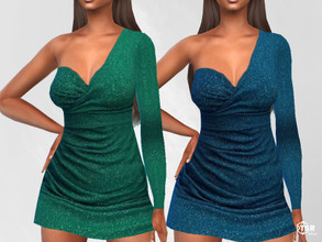 Sims 4 — One Shoulder Glitter Dresses by saliwa — One Shoulder Glitter Dresses 3 swatches