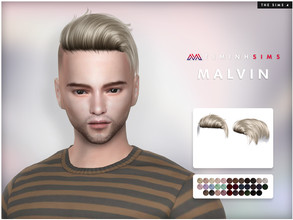 Sims 4 — Malvin Hair by TsminhSims — Hair #176 New meshes - 35 colors - HQ texture - Custom shadow map, normal map - All