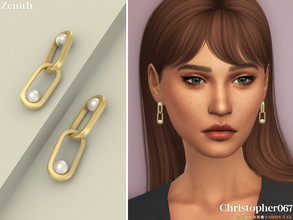 Sims 4 — Zenith Earrings by christopher0672 — This is such an adorable set of pearl chain link earrings. 8 Colors New