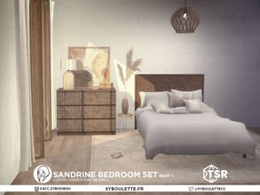 Sims 4 — Sandrine bedroom set Part 1 by Syboubou — This is a simple bedroom set with boho aesthetic and japandy feel: