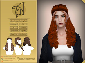 Sims 4 — Beatrice - Hairstyle by AurumMusik — Beatrice - new curled hairstyle with long bangs and two braids tighted in