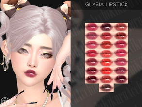 Sims 4 — Glasia Lipstick by Kikuruacchi — - It is suitable for Female and Male. ( Teen to Elder ) - 22 swatches - HQ