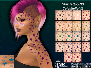 Sims 4 — Star Tattoo N3 - Celestielle V2 (Set) by PinkyCustomWorld — Simple star tattoo with some star outline and some