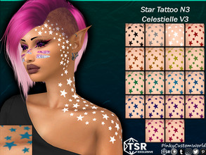 Sims 4 — Star Tattoo N3 - Celestielle V3 (Set) by PinkyCustomWorld — Simple star tattoo for neck, shoulders and face. It