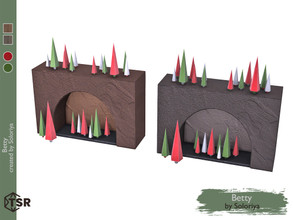 Sims 4 — Betty. Decorative Fireplace by soloriya — Decorative fireplace with mini trees in one mesh. Part of Betty set. 2
