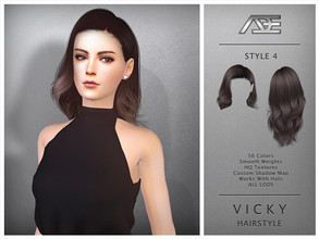 Sims 4 — Vicky - Style 4 (Hairstyle) by Ade_Darma — Vicky Hairstyle - Style 4 New Hair Mesh 56 Colors HQ Textures No