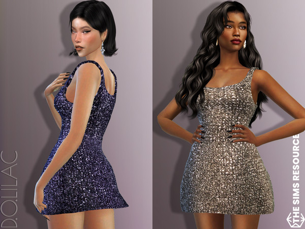 Sims 4 — Shimmery Mini Dress DO630 by DOLilac — Custom thumbnail New Mesh 6 Colors Adult-Elder-Teen-Young Adult For