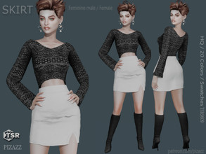 Sims 4 — High waisted mini with a slit by pizazz — Sims 4. Base Game, fits all sims. A stylish high-waisted mini with a