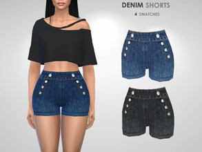 Sims 4 — Denim Shorts by Puresim — Denim shorts in 4 swatches.