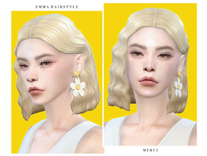 Sims 4 — Emma Hairstyle by -Merci- — New Maxis Match Hairstyle for Sims4. -24 EA Colours. -For female, teen-elder. -Base