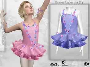 Sims 4 — Flower Ballerina Top by KaTPurpura — Ballerina costume top with butterflies and flowers decoration