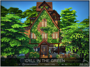 Sims 4 — Idyll in the Green (No CC!) by nobody13922 — A small, one-story wooden house for a small family, with a small