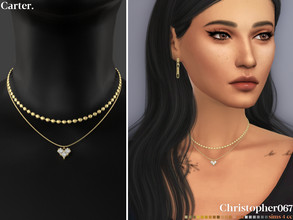 Sims 4 — Carter Necklace by christopher0672 — This is an adorable diamond heart charm necklace layered with a short ball