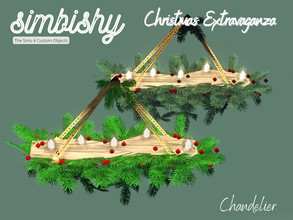Sims 4 — Christmas Extravaganza - Chandelier by simbishy — A log chandelier with firs.