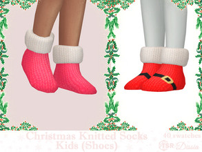 Sims 4 — Christmas Knitted Socks Kids (Shoes) by Dissia — Comfortable and warm knitted christmas socks Available in 40