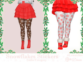 Sims 4 — Snowflakes Stickers (Socks Category) by Dissia — Cute snowflakes stickers for your sim legs. Can be used with