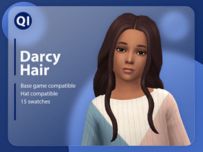 Sims 4 — Darcy Hair by qicc — A long wavy hairstyle with a middle part. - Maxis Match - Base game compatible - Hat