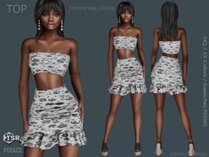 Sims 4 — Strapless tank top by pizazz — Sims 4. Base Game, fits all sims. A modern floral strapless tank top. Great