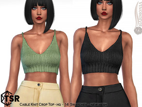 Sims 4 — Cable Knit Crop Top by Harmonia — New Mesh All Lods 14 Swatches HQ Please do not use my textures. Please do not