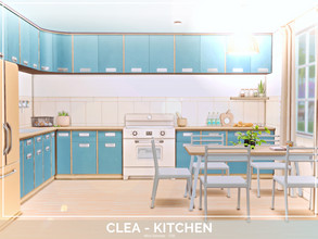Sims 4 — Clea Kitchen - TSR Only CC by Mini_Simmer — Room type: Kitchen Size: 5x4 Price: $11,936 Wall Height: Short