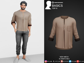 Sims 4 — Basics (Top V1) by Beto_ae0 — Comfortable shirt to sleep - 16 colors - New Mesh - All Lods - All maps