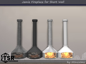 Sims 4 — Jamie Fireplace for Short Wall by Mincsims — Basegame Compatible 4 swatches for Short Wall