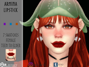 Sims 4 — Armina Lipstick by Reevaly — 7 Swatches. Teen to Elder. Female. Base Game compatible. Please do not reupload.