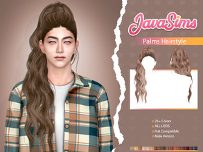 Sims 4 — Palms (Male Hairstyle) by JavaSims — -Male -T/YA/A/E -25+ Colors -New Mesh! -Hat Compatible! -Custom Thumbnail
