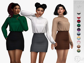 Sims 4 — Jessica Outfit by Sifix2 — A knit turtleneck sweater and short skirt. Comes in 10 color combinations for teen,
