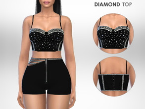Sims 4 — Diamond Top by Puresim — Black diamond bralette.