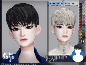 Sims 4 — TS4 Male Hairstyle_Sharpen(Maxis Match) by KIMSimjo — New Hair Mesh(Maxis Match) Male T-E 24 Swatches(EA Colors