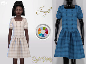 Sims 4 — Imryll -  Checkered dress by Garfiel — Simple plaid dress with shiny buttons for kids. 