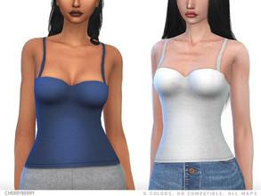 Sims 4 — Darcy - Top by CherryBerrySim — Classic neckline top with spaghetti straps for female sims.