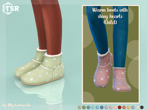 Sims 4 — Warm boots with shiny hearts Child by MysteriousOo — Warm boots with shiny hearts for kids in 15 colors